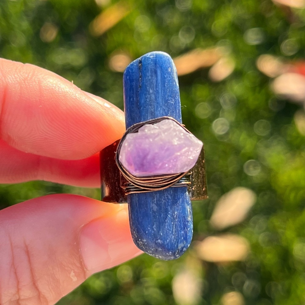 Copper amethyst kainite ring size 6, size‎ 7